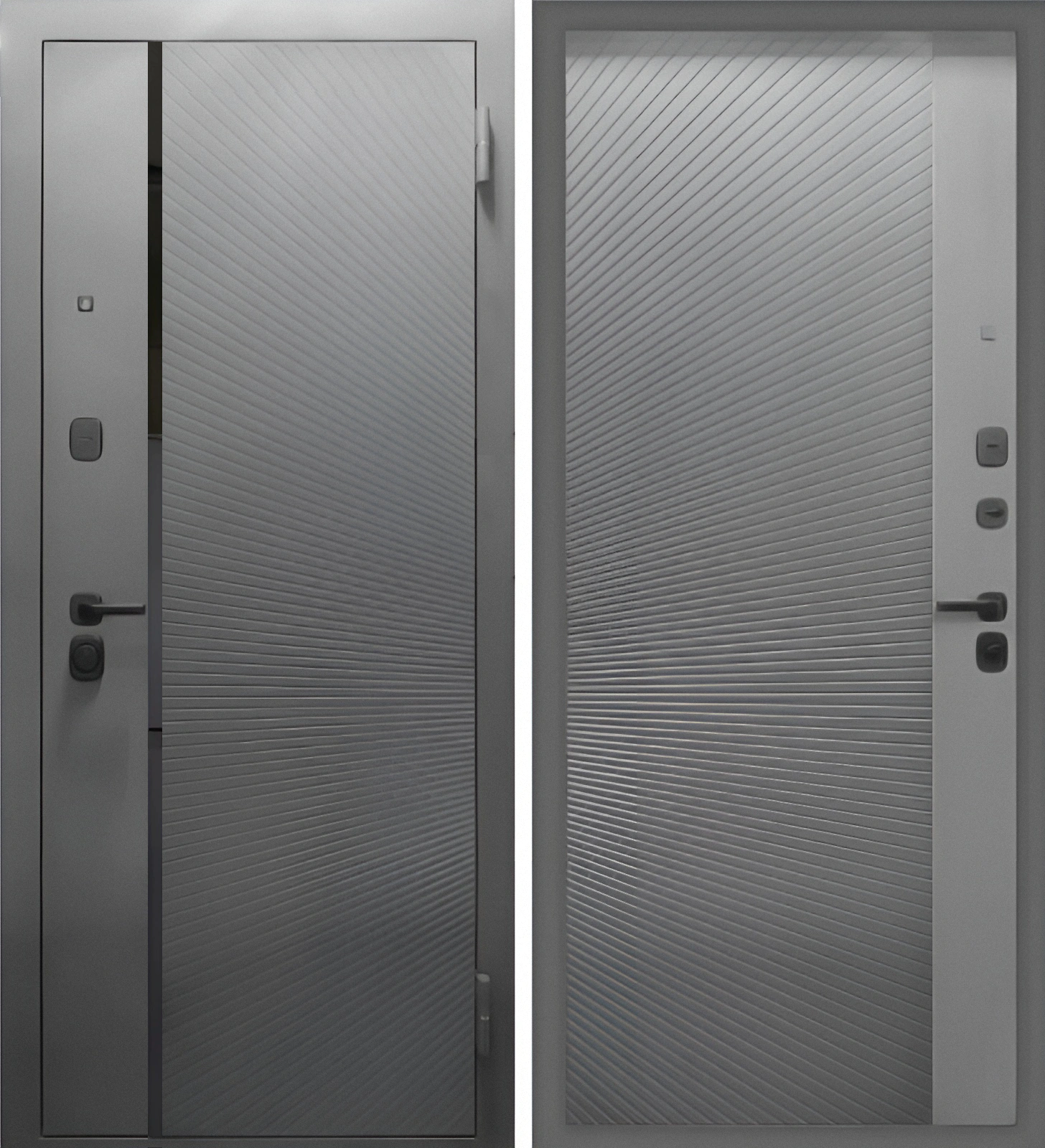 Входная дверь МДФ с молдингом «Восход» Стальной Серый Брит-К19