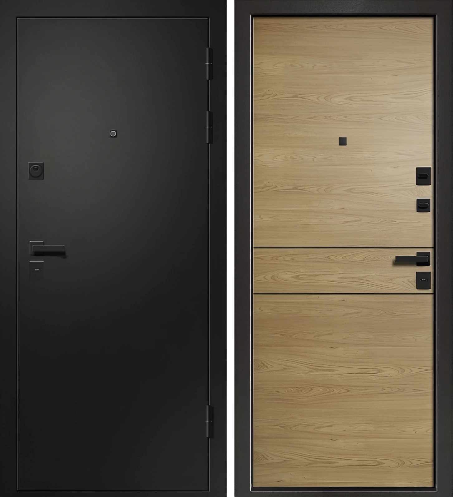 Стальная дверь с порошковым напылением и ламинатом Чёрный Клён с молдингом Форт-К48