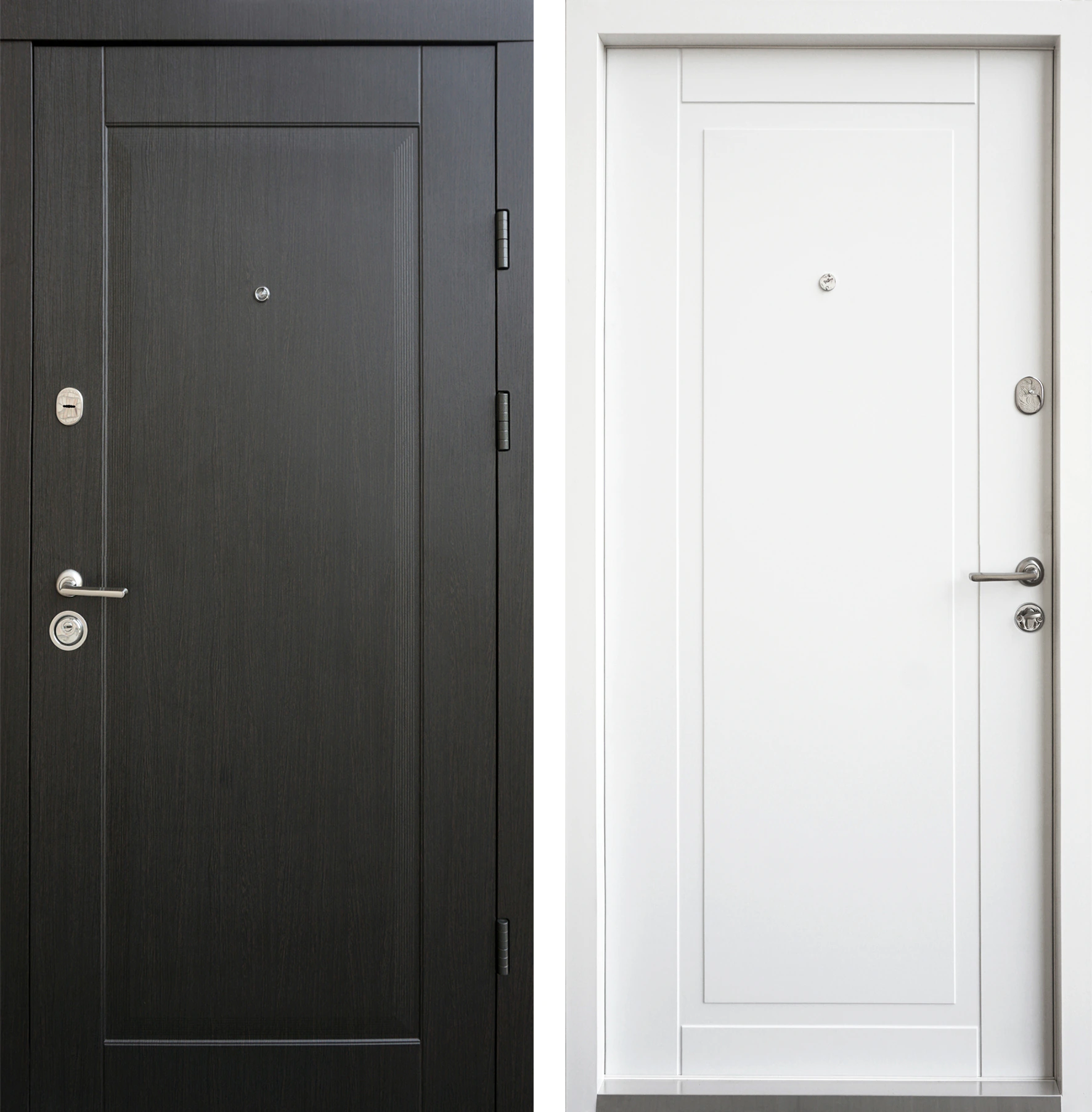 Входная дверь в дом с утолщённым МДФ «Надёжная классика» Венге Белоснежный Брит-К53