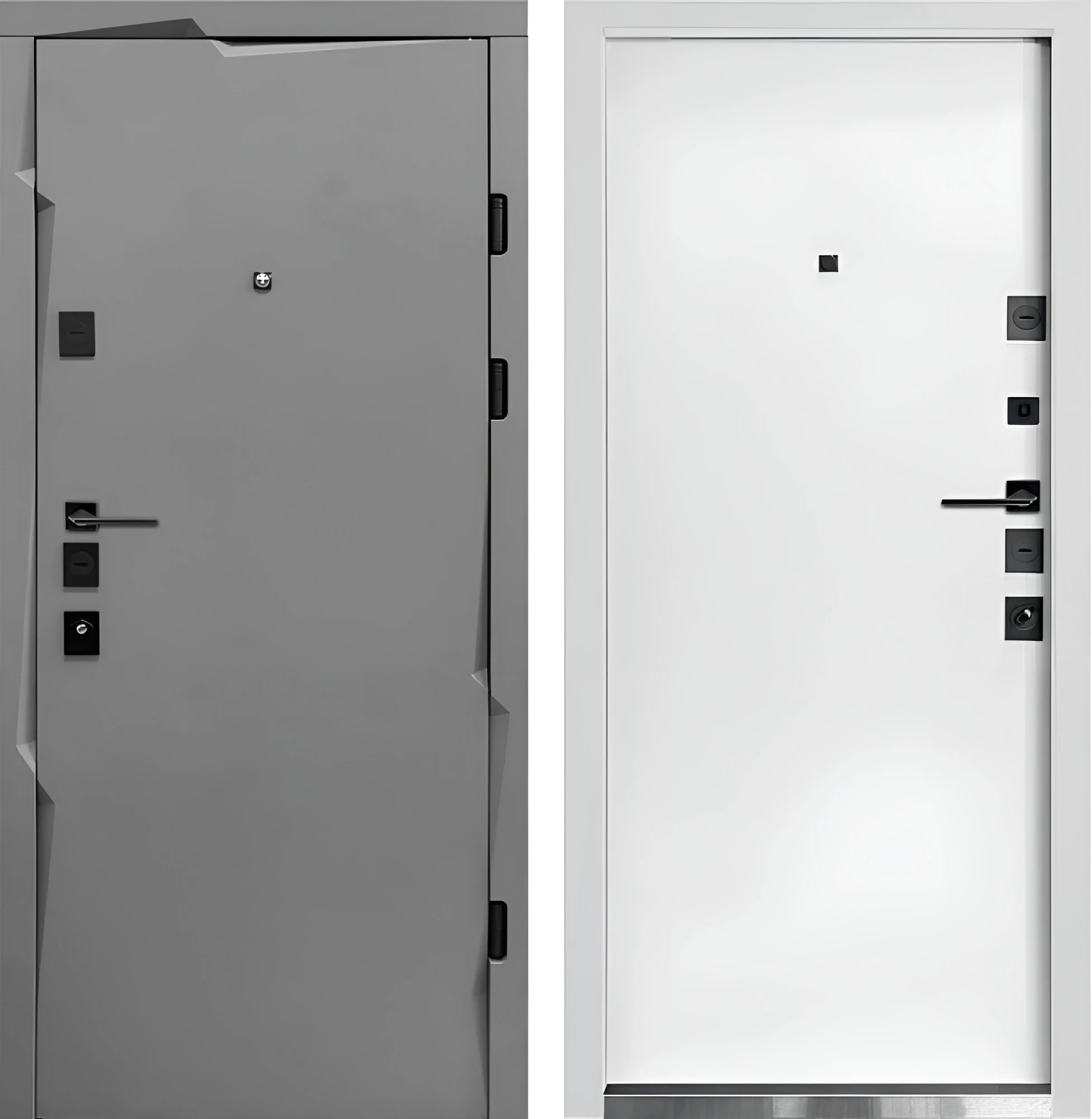 Стальная стилизованная входная дверь с МДФ «Деформация» Серый Белый Брит-К54