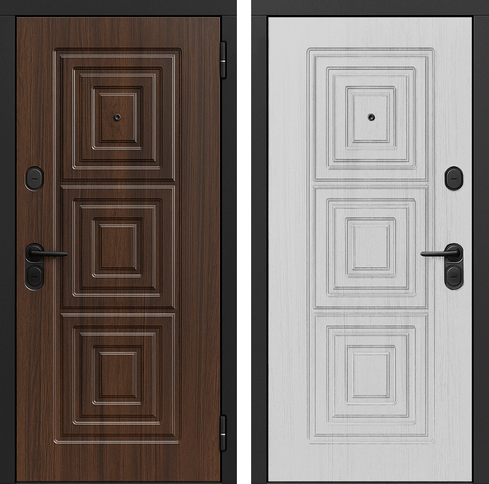 Входная дверь для квартиры с МДФ-панелями Испанский Орех Белое дерево состаренное Форт-К07