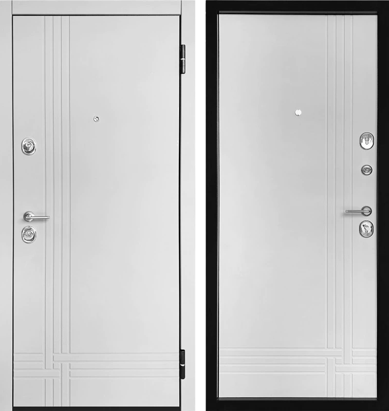 Входная дверь минимализм с МДФ Матовый Белый фрезерованный Форт-К72