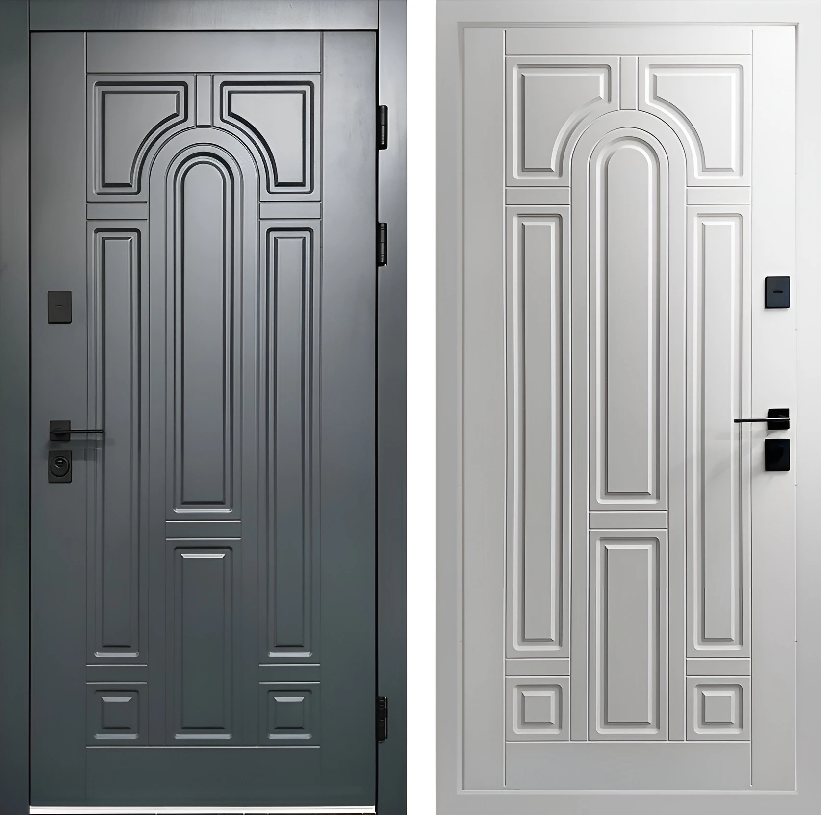 Входная дверь «Английские Традиции» для дома МДФ окрашенный гладкий RAL 5008 9003 Крит-К30