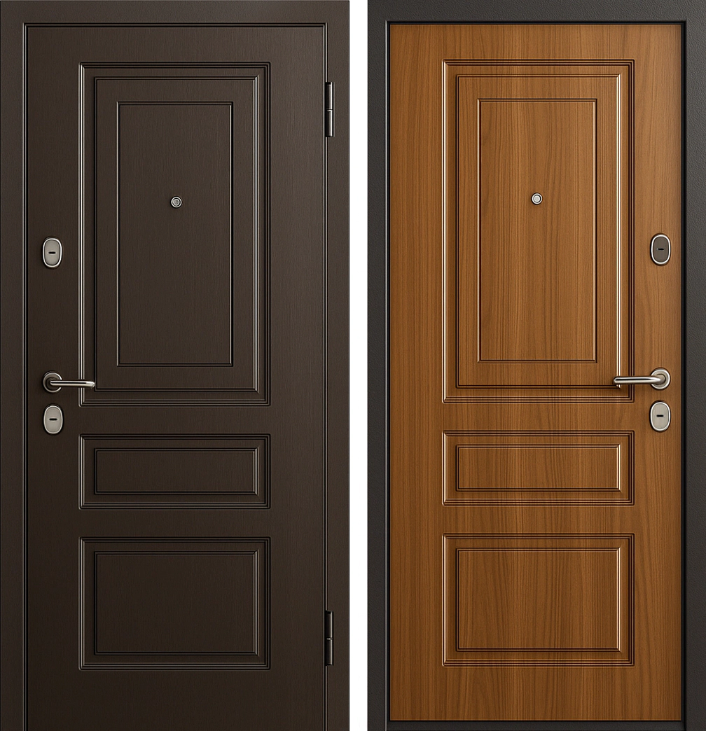 Входная дверь классическая МДФ Дуб Каселла Орех Линкольн Насыщенный Крит-К50