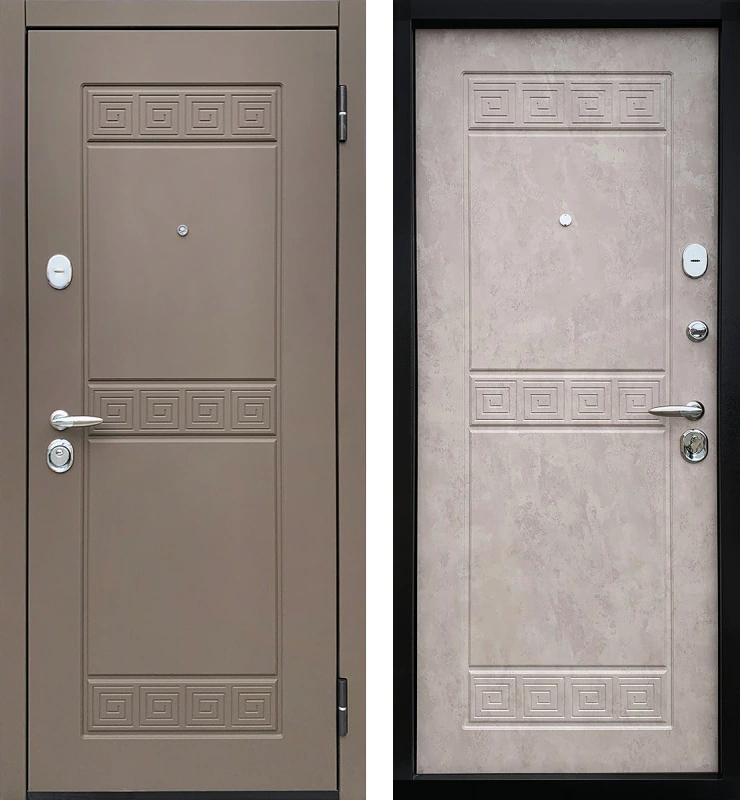 Входная дверь с МДФ Латте Нубук Бетон светлый Чикаго Крит-К60