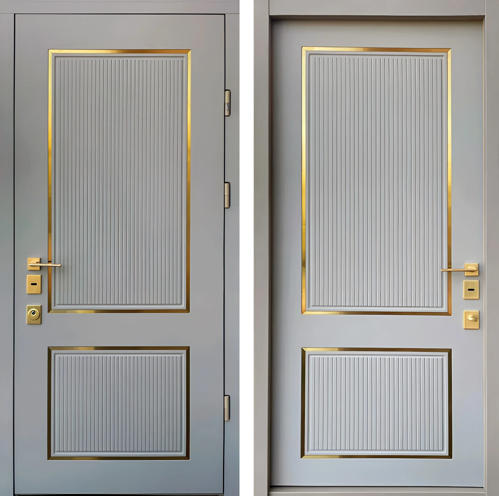 Входная дверь МДФ «Праздник золота» Тёмный Телегрей с молдингом Крит-К64