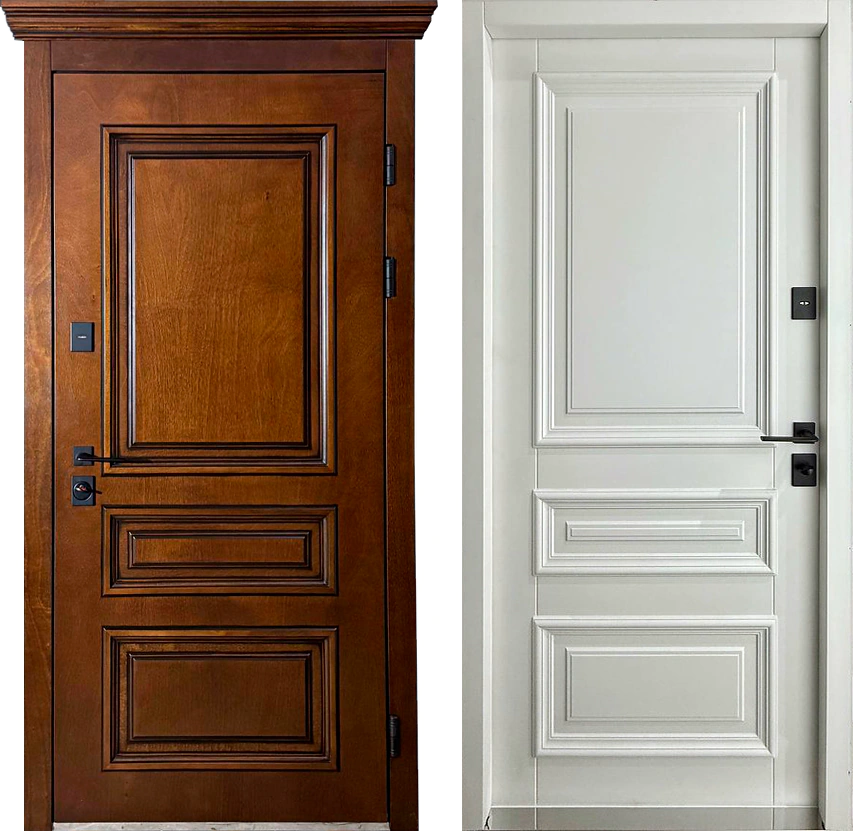 Входная дверь филенчатая МДФ Дикая Вишня Цветочный Белый сандрик снаружи Прайд-К96