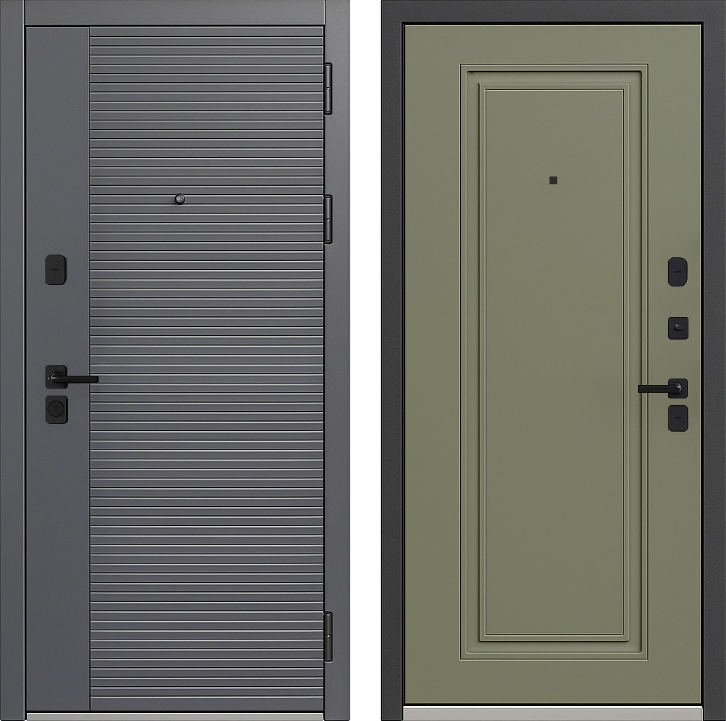 Входная дверь МДФ фрезерованный Серебристо-серый Оливковый Райт-К33