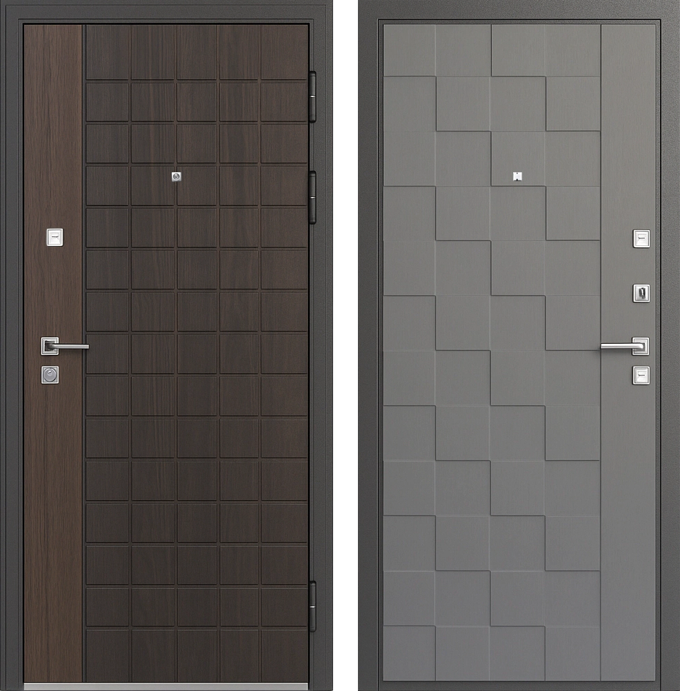 Входная дверь в стиле модерн МДФ Орех Франклин Светло-серый Райт-К39