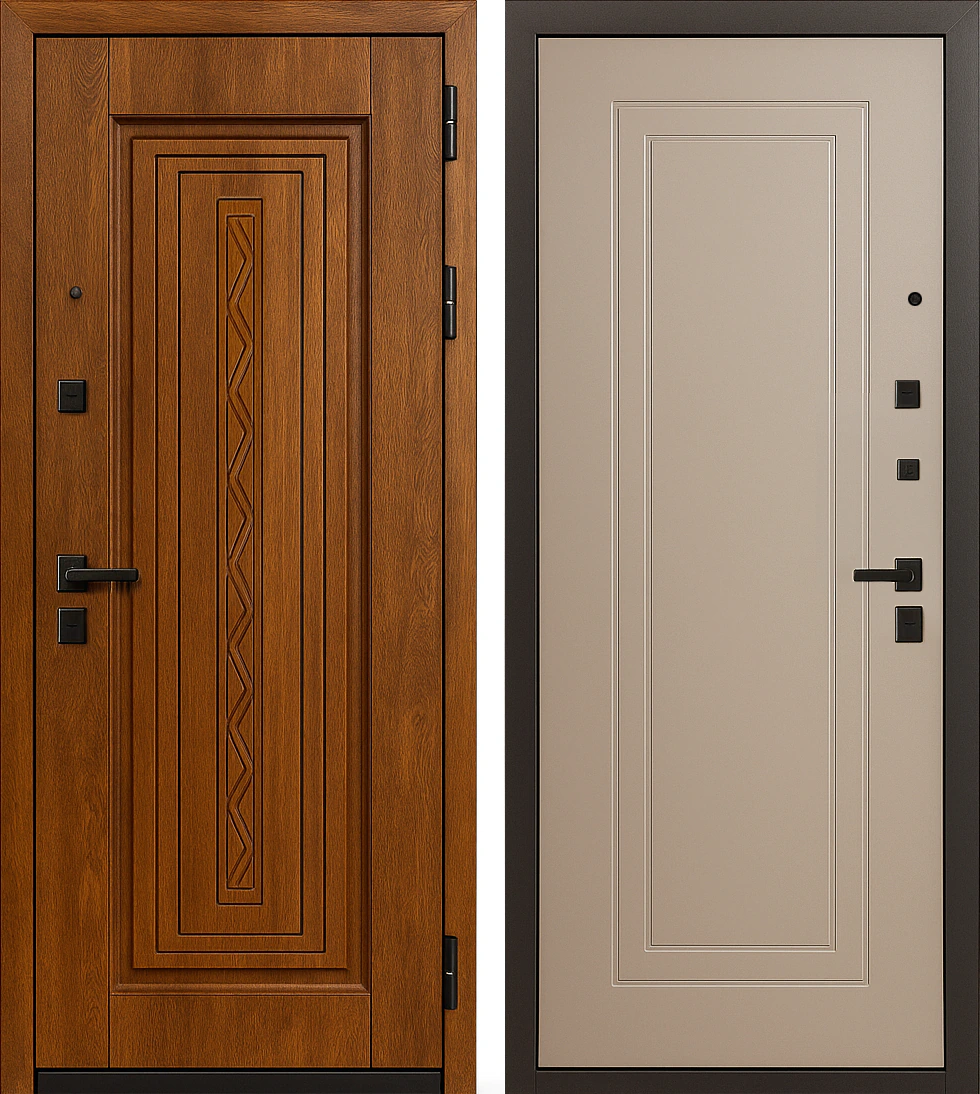 Входная дверь с орнаментом МДФ Анегри Тёмный Песчаник Райт-К49