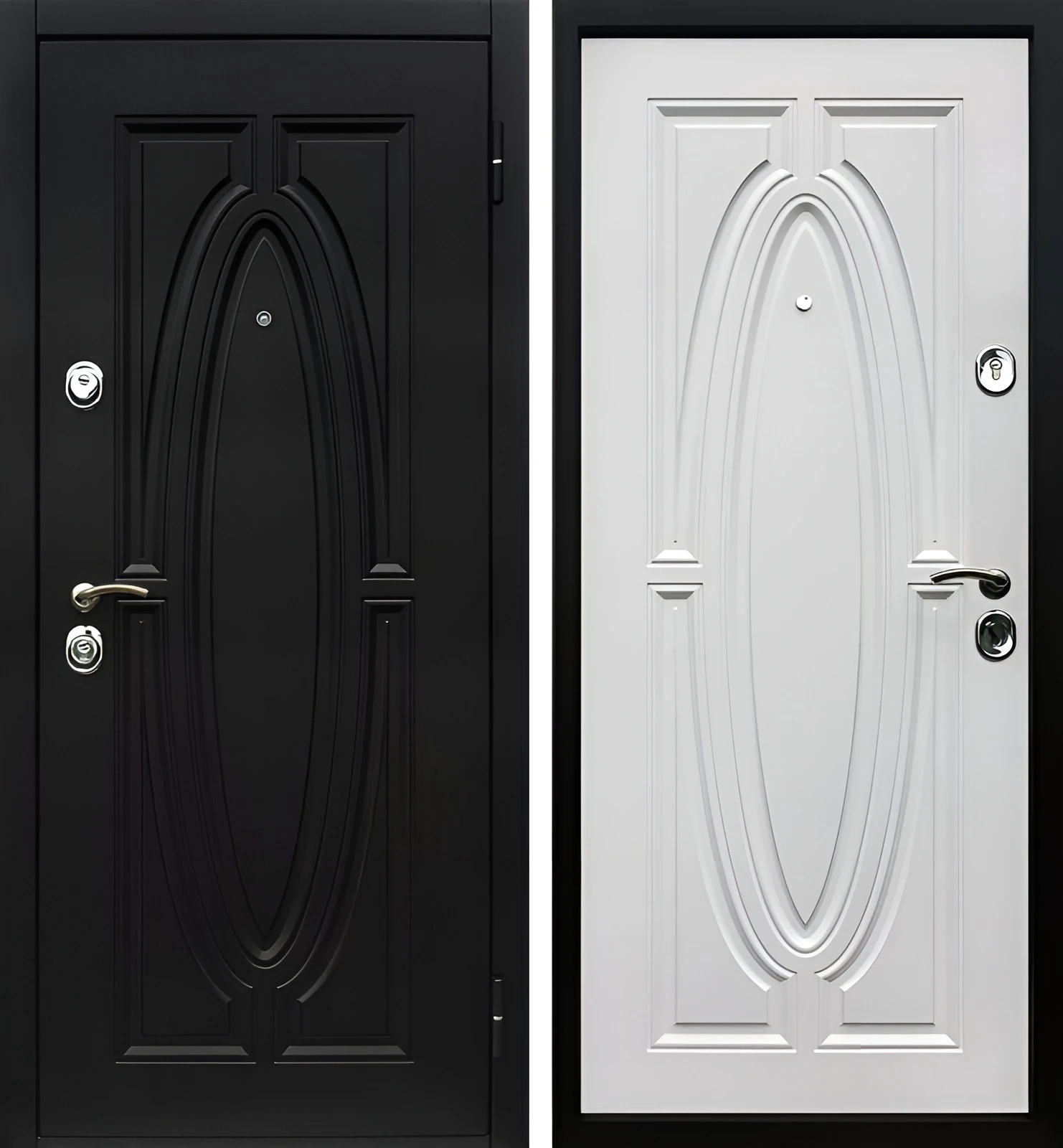 Входная металлическая дверь с окрашенным МДФ Обсидиан Бриллиантово-белый Райт-К51