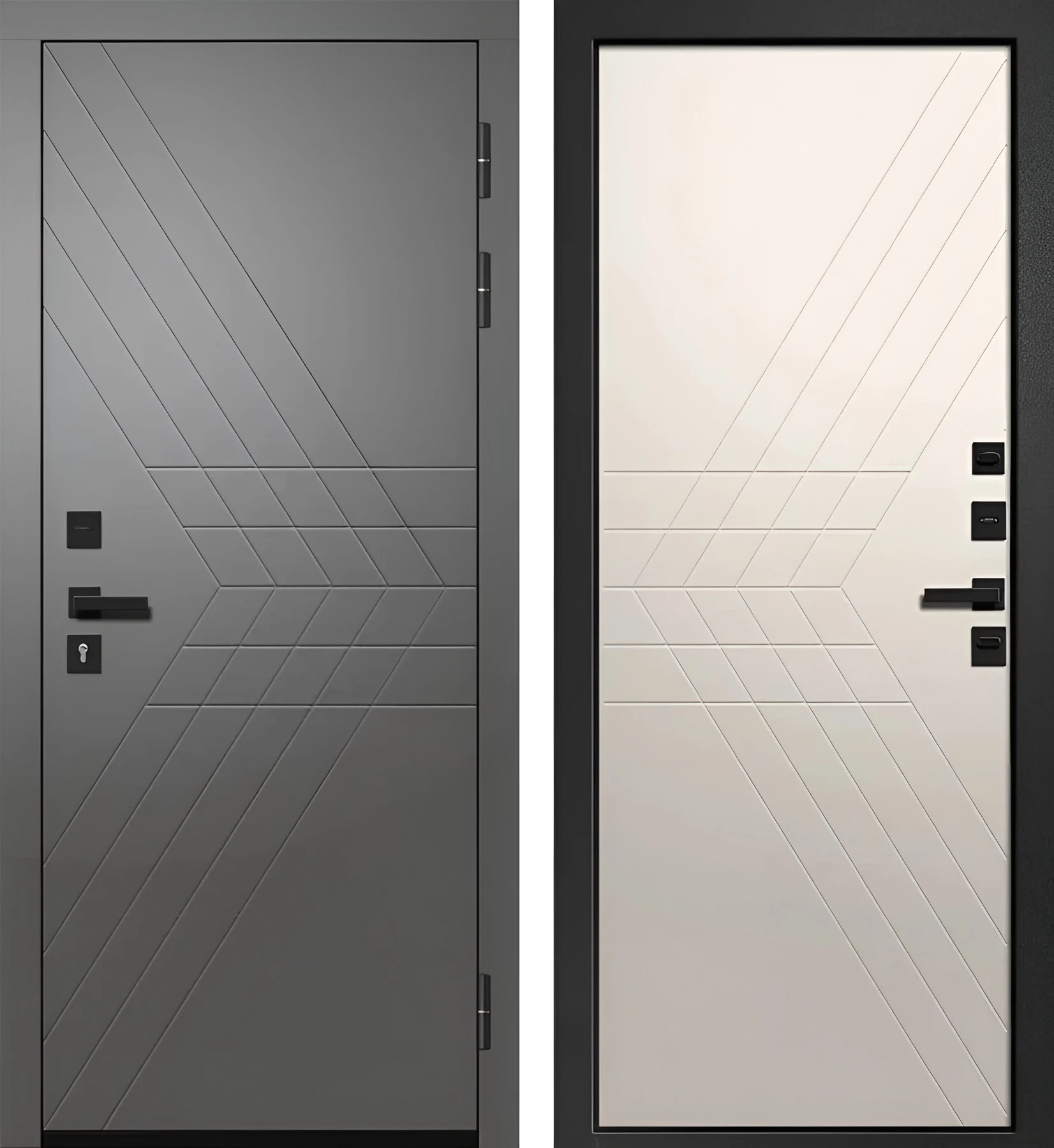 Входная дверь минимализм с фрезерованным узором МДФ Райт-К53