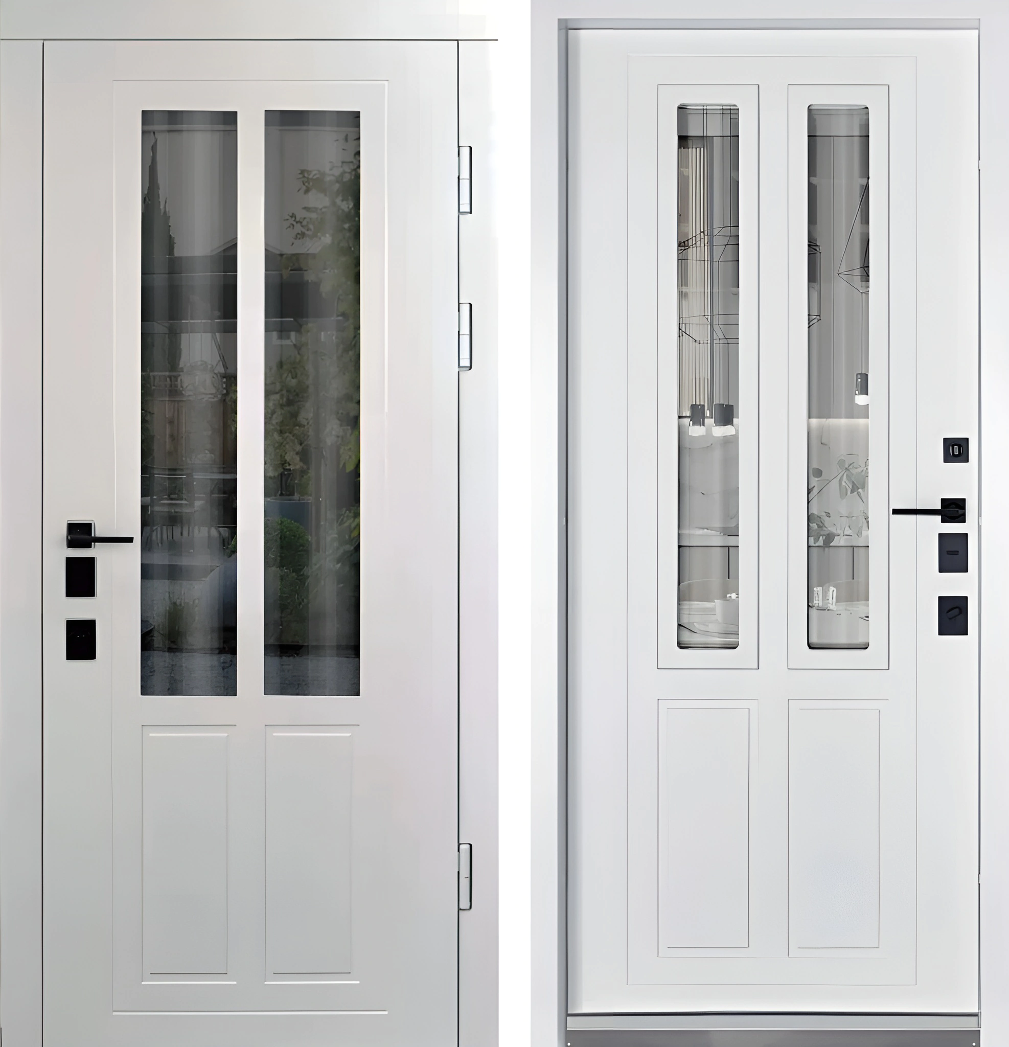 Входная белая дверь МДФ с двойным стеклопакетом Райт-К64